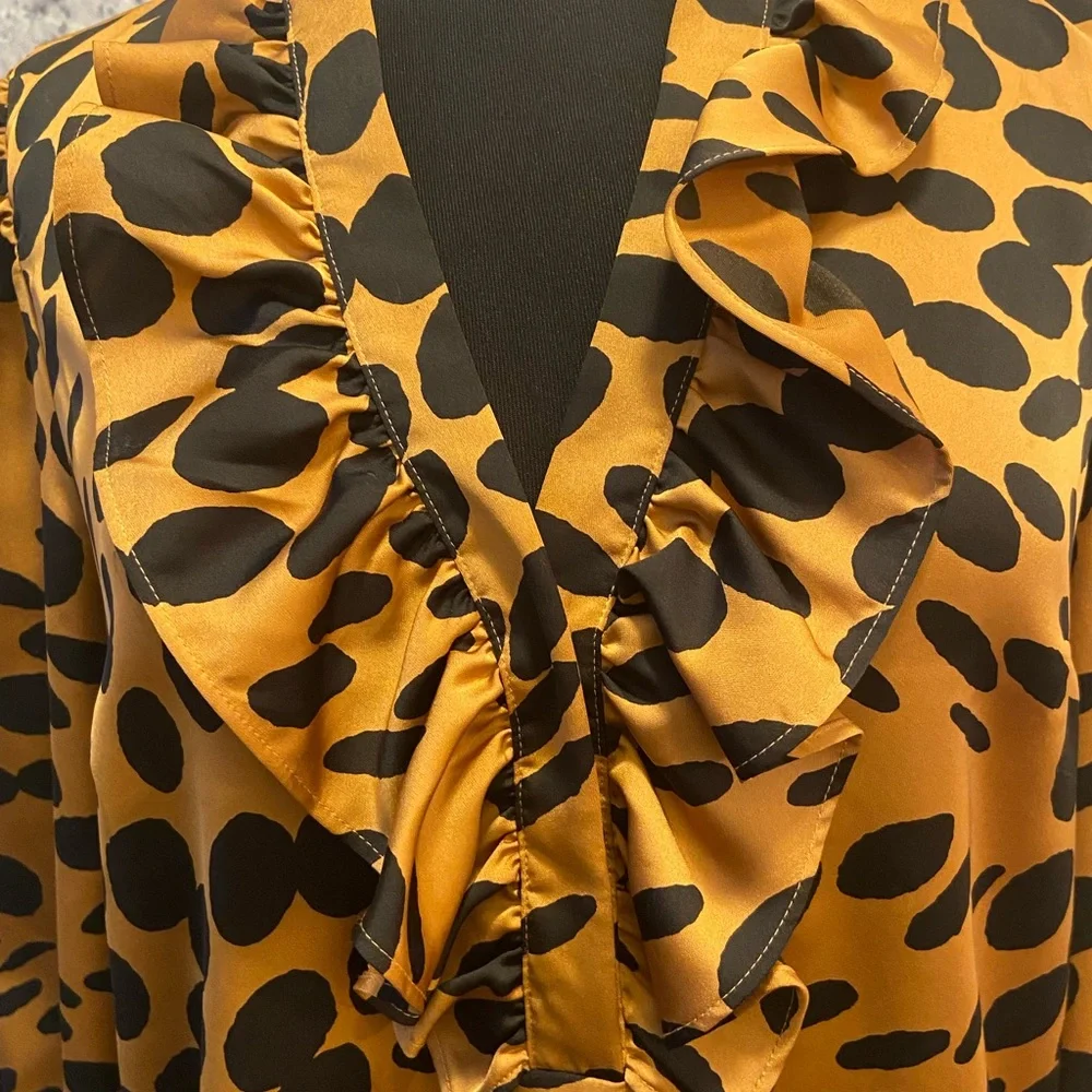 J. Crew Animal Print Ruffle Blouse
